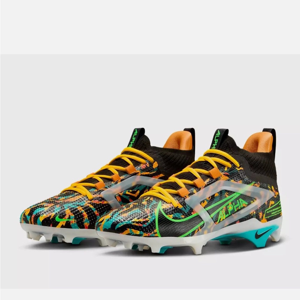 Nike Alpha Menace 4 Elite Cleat Travis Kelce Black Green HF4316-001 Mens Size 10